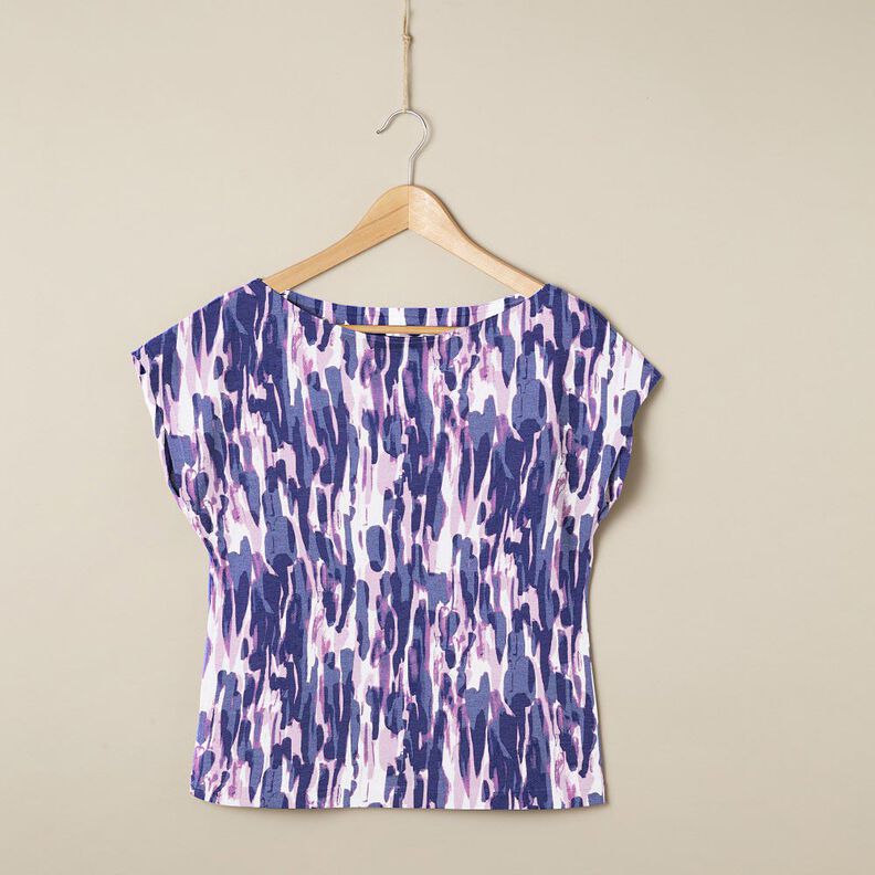 Tela de jersey de viscosa Pinceladas – blanco/azul lila,  image number 5
