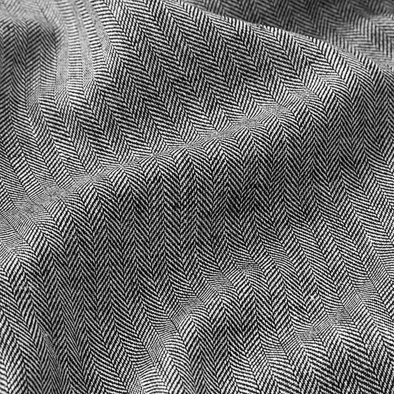 Mezcla de lino y algodón Espina de pescado – negro,  image number 2