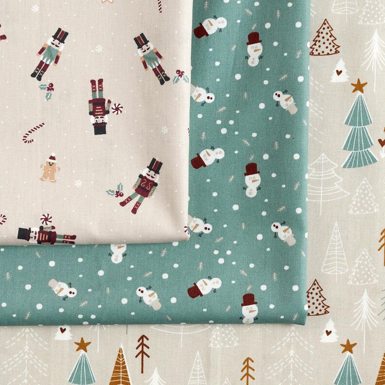 Tela de algodón Popelina Bonitos muñecos de nieve – caña,  image number 5
