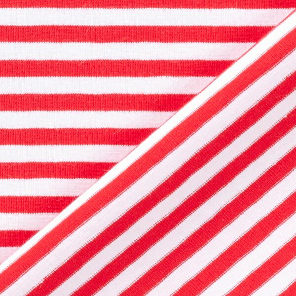 Tela de jersey de algodón Rayas delgadas – rojo/blanco,  image number 4