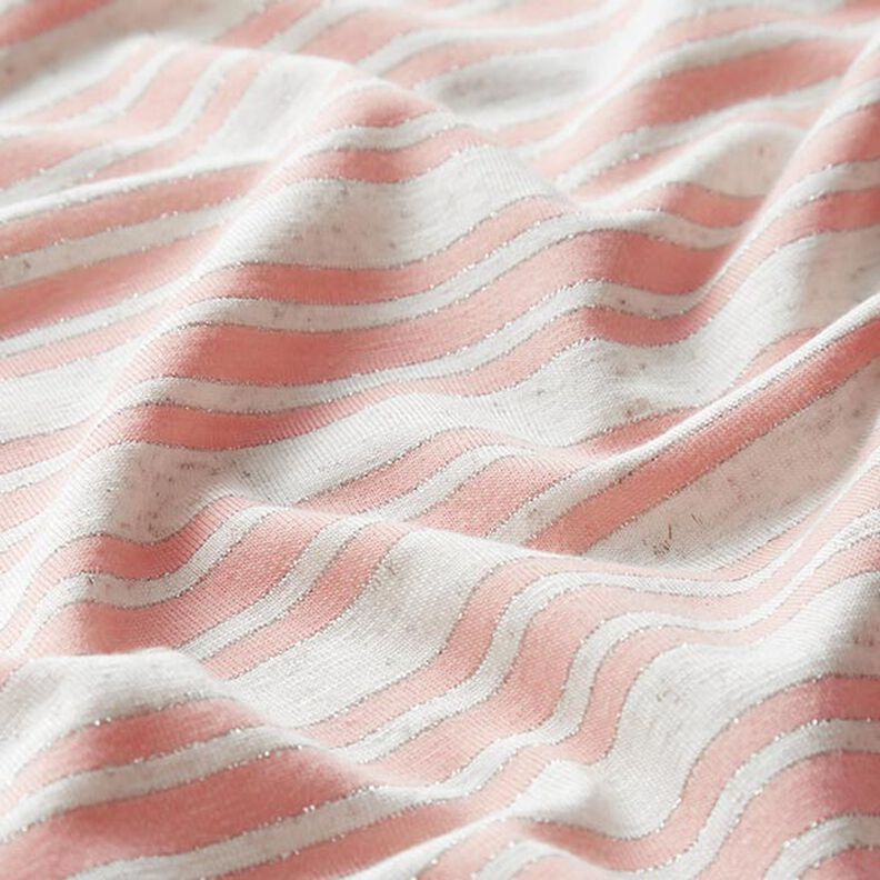 Tela de jersey de viscosa Rayas brillantes irregulares – blanco lana/rosado,  image number 2
