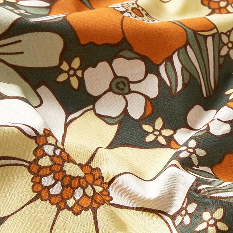 Tela de algodón Cretona Flores retro – naranja claro/amarillo claro,  image number 2