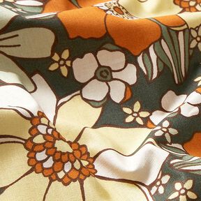 Tela de algodón Cretona Flores retro – naranja claro/amarillo claro, 