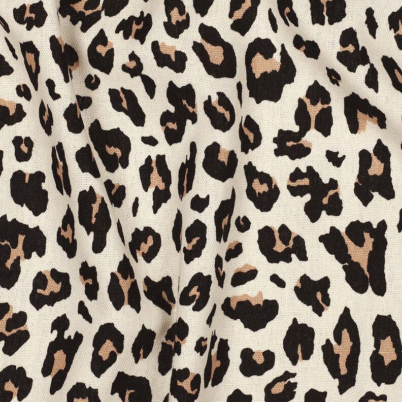 Mezcla de lino y viscosa Estampado de leopardo | Poppy Fabrics – blanco lana/negro,  image number 2