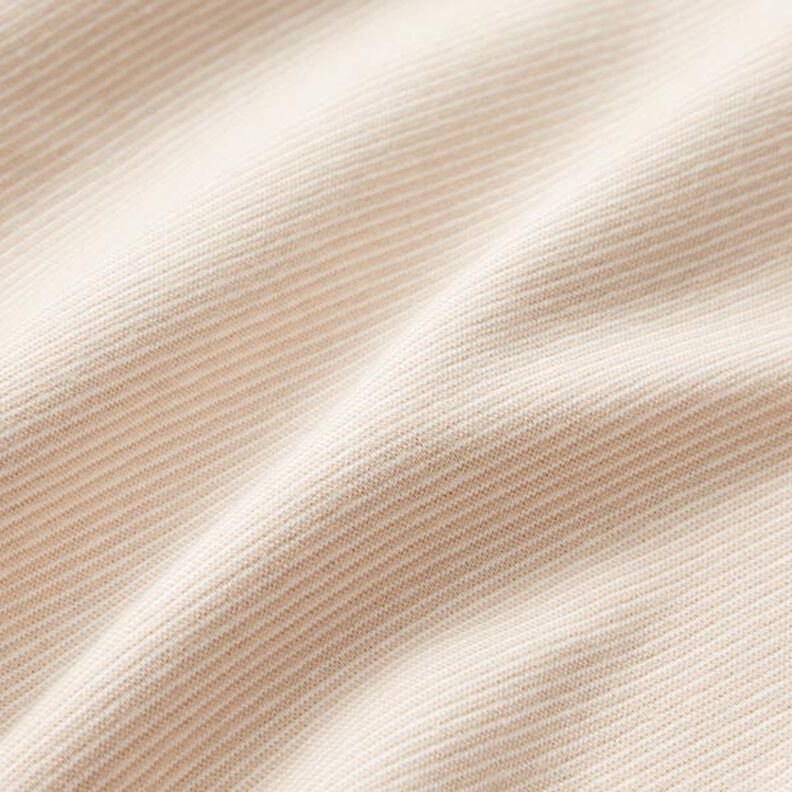 Tejido para puños con rayas estrechas – beige/blanco lana,  image number 2