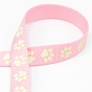 Cinta tejida reflectante Correa para perro Patas [20 mm] – rosa, 