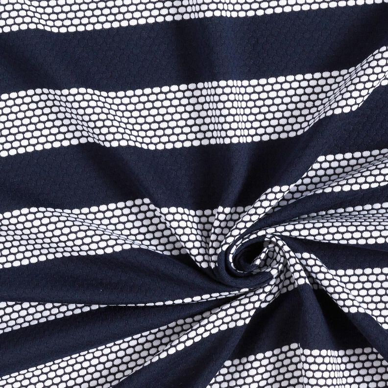 Tela de jersey de algodón Rayas punteadas – azul marino/blanco,  image number 3