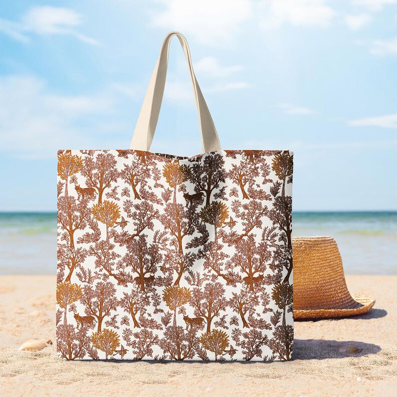 Tela decorativa Panama media Animales en el bosque – blanco/caramelo,  image number 7