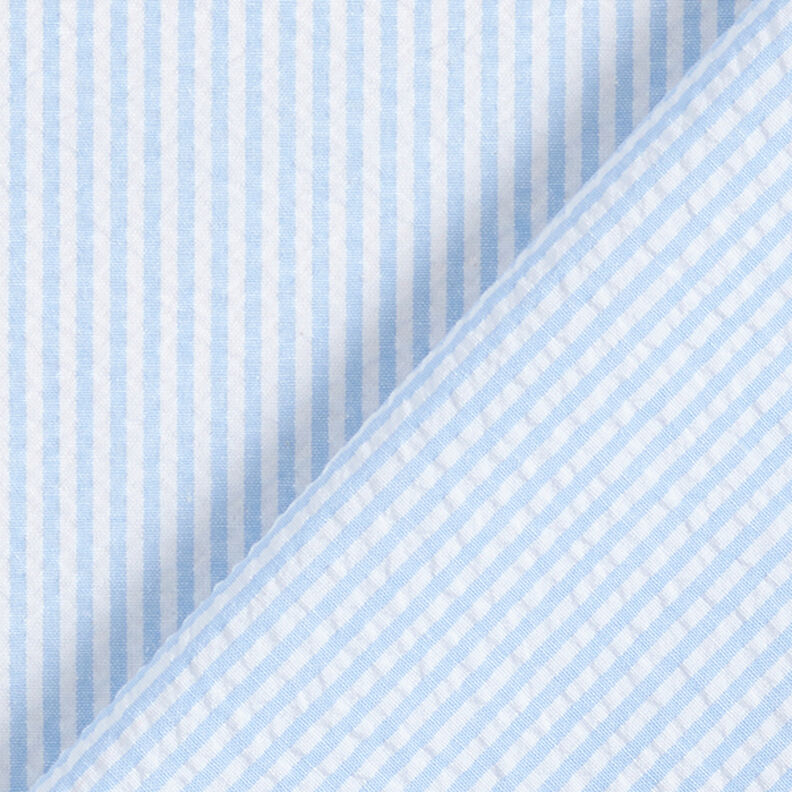 Tela Seersucker Mezcla de algodón Rayas – azul claro/blanco lana,  image number 4