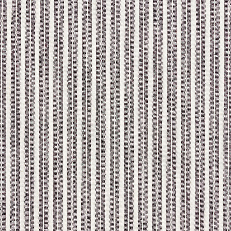 Mezcla de lino y algodón Rayas anchas – negro/blanco lana,  image number 1