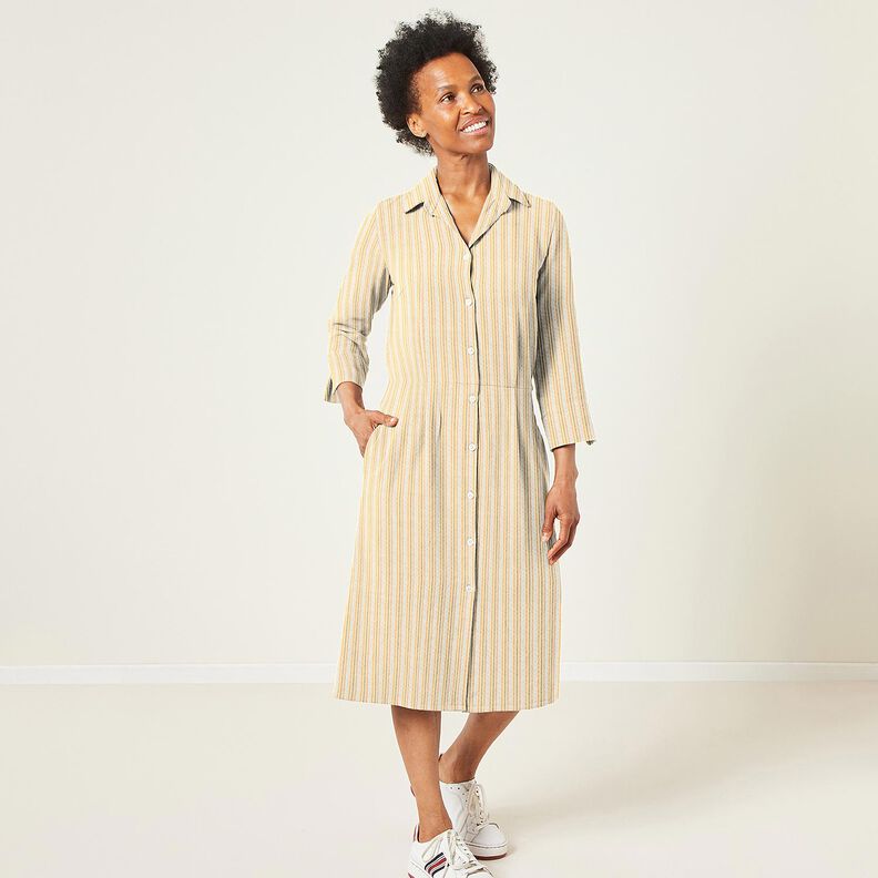 Tela Seersucker Algodón Mezcla de rayas – albaricoque/blanco lana,  image number 6