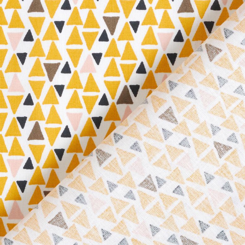 Tela de algodón Cretona triángulos mini – rosa oscuro/amarillo curry,  image number 4