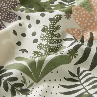 Tela de algodón Cretona plantas abstractas de la jungla – blanco/verde, 