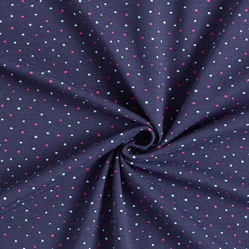 Tela de jersey de algodón Puntos de colores – azul marino,  image number 3