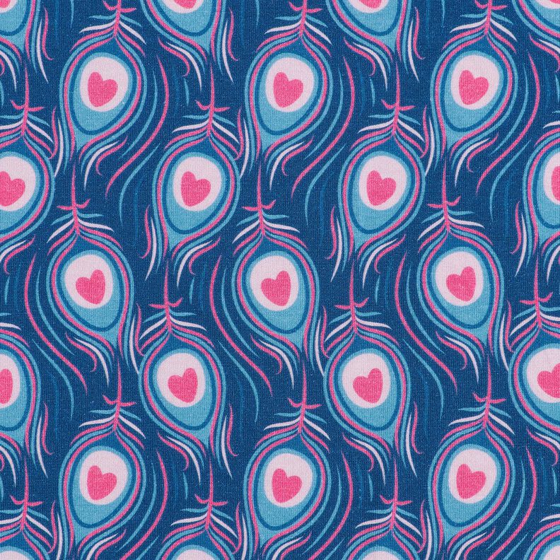 Tela de jersey de algodón Pavo | Stoff&Liebe – azul real/rosa intenso,  image number 1