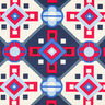 Mezcla de algodón y viscosa con estampado retro – azul/rojo,  thumbnail number 1