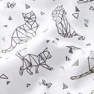 Popelina Gatos de origami  – blanco/negro, 