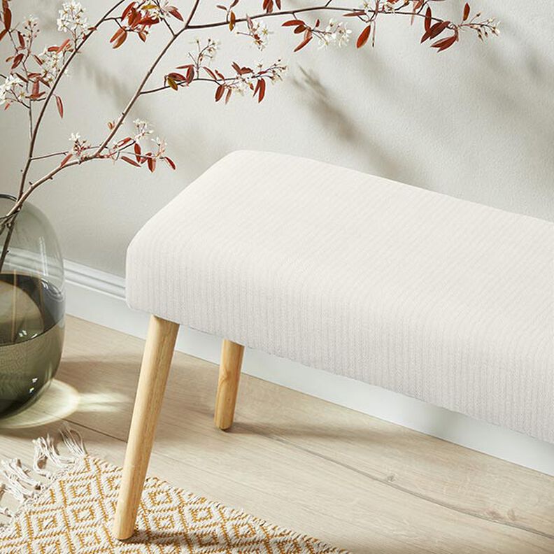 Tela decorativa Jacquard Rayas sutiles – blanco lana,  image number 5