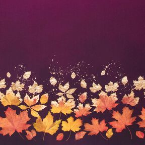 Felpa francesa Tela ribeteada Hojas de arce | Glitzerpüppi – merlot/oro antiguo, 