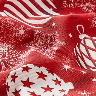 Tela decorativa Lona Bolas de árbol de Navidad – rojo, 