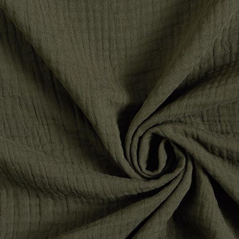 GOTS Muselina de algodón de tres capas – oliva,  image number 1