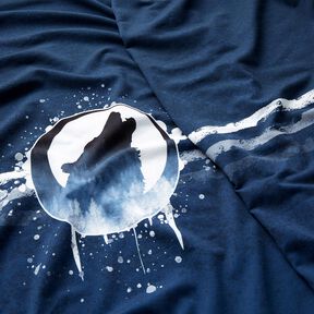 Felpa francesa Panel Lobo místico | Glitzerpüppi – azul marino/blanco, 