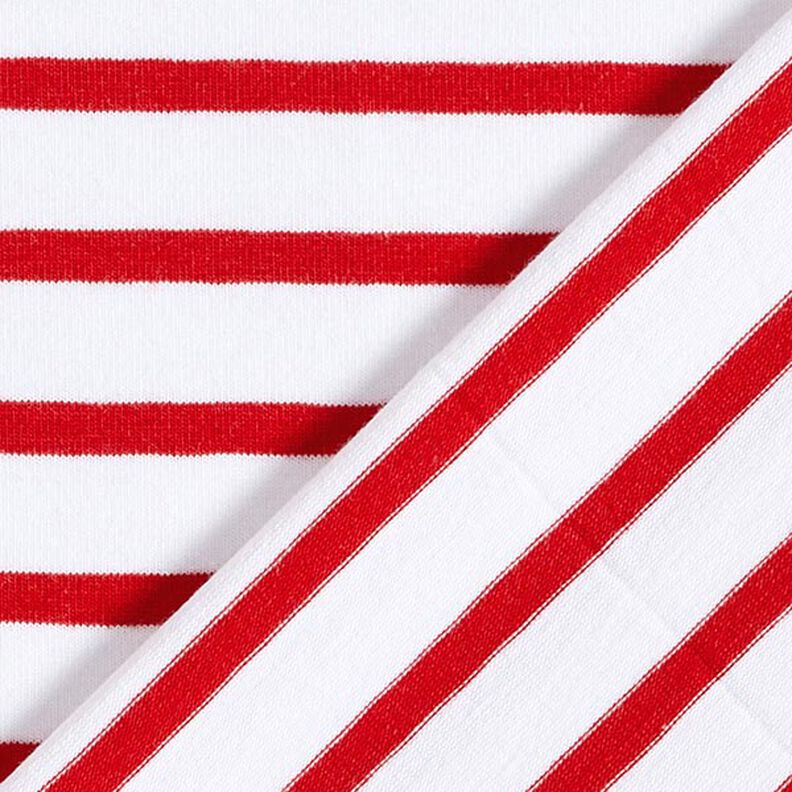 Punto de algodón con rayas estrechas y anchas – blanco/rojo,  image number 4