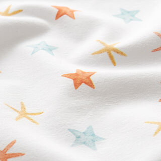 Tela de jersey de algodón Estrellas de mar Impresión digital | Poppy – blanco, 