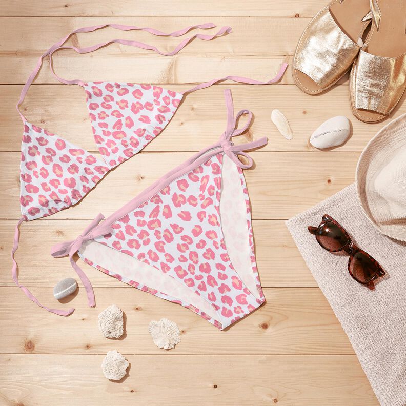 Tejido de bañador con estampado leopardo – blanco/rosa,  image number 6