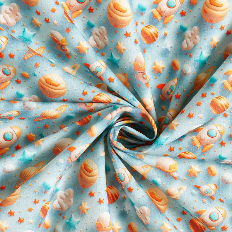 Popelina de algodón Universo Impresión digital – azul claro,  image number 3