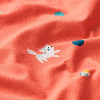 Tela de jersey de algodón Gato y pelotas | PETIT CITRON – salmón, 