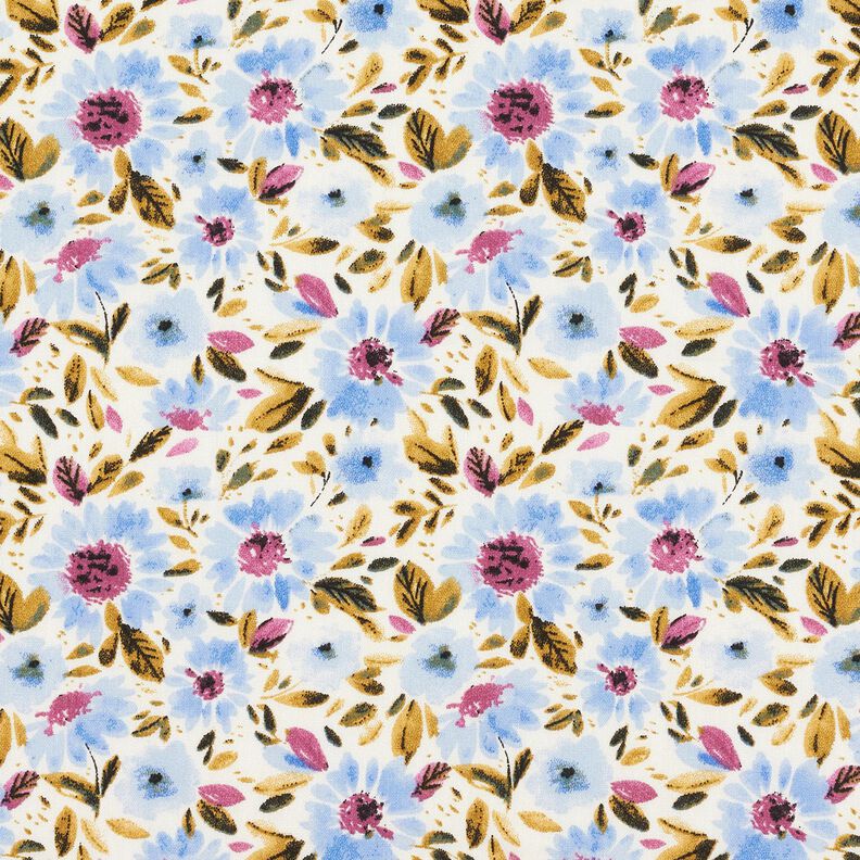 Popelina de algodón mar de flores – azul claro/blanco,  image number 1