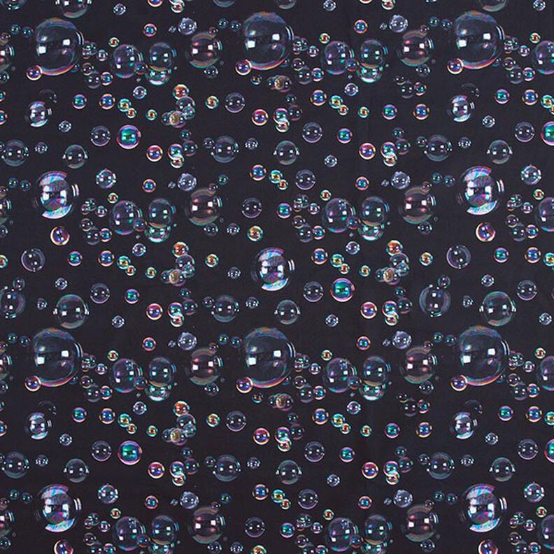 Tejido Softshell Pompas de jabón Impresión digital – azul negro,  image number 1