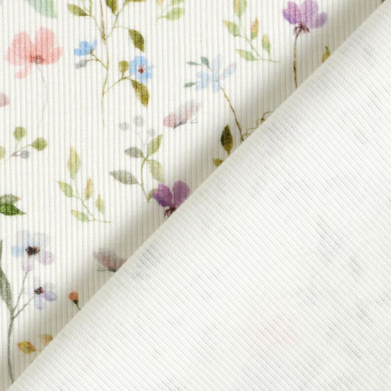 Jersey canelado Prado de flores de acuarela &ndash; marfil,  image number 4