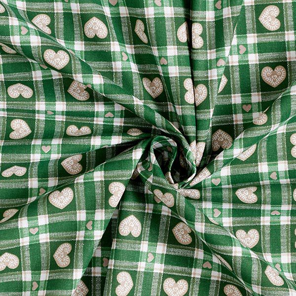 Tela de algodón Cretona Cuadros Vichy y corazones – verde – Muestra,  image number 3