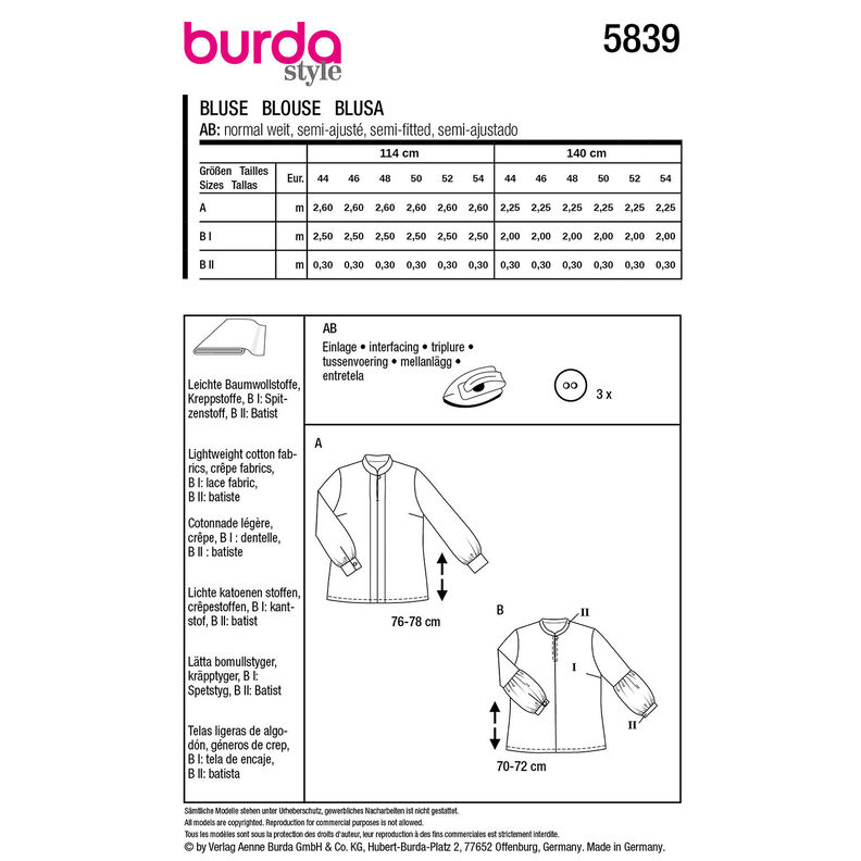 Plus-Size Blusa | Burda 5839 | 44-54,  image number 9