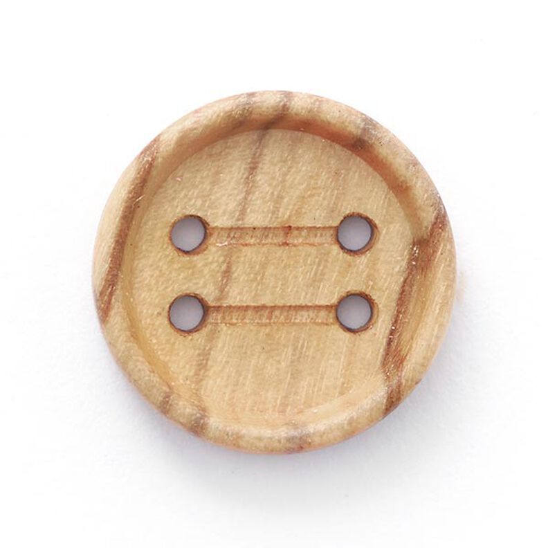 Botón de madera 4 agujeros  – naturaleza,  image number 1