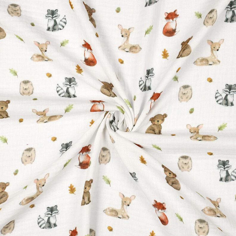 Muselina/doble arruga Animales del bosque Impresión digital | Poppy Fabrics – blanco/terracotta,  image number 3