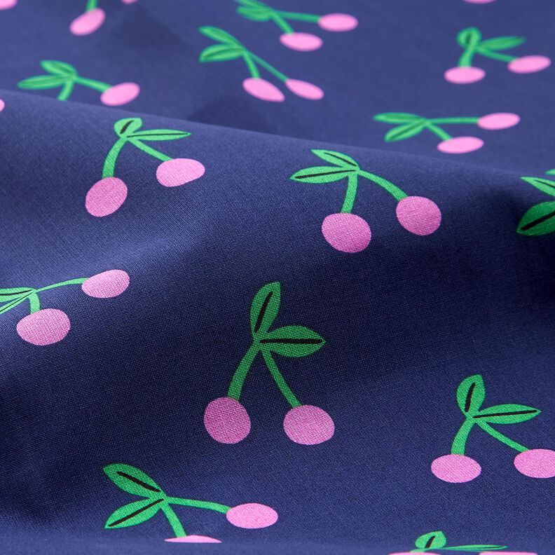 Algod&oacute;n revestido Bonitas cerezas &ndash; azul marino,  image number 2