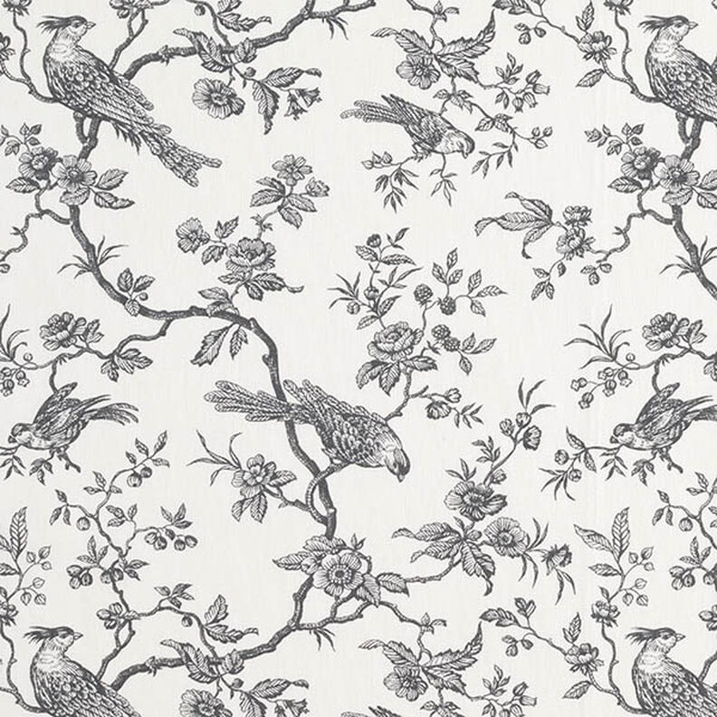 Tela de algodón Cretona Pájaro – gris pizarra/blanco lana,  image number 1