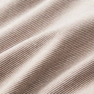 Tejido para puños con rayas estrechas – chocolate/blanco lana, 