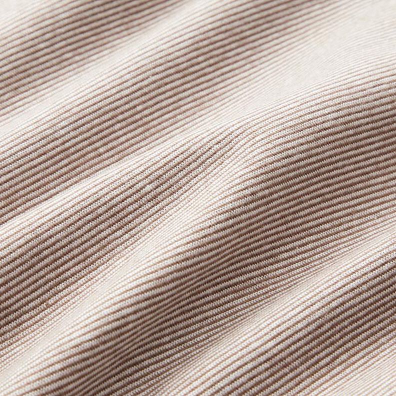 Tejido para puños con rayas estrechas – chocolate/blanco lana,  image number 2