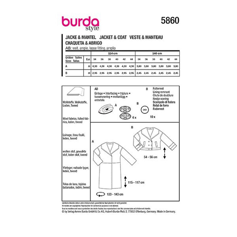 Chaqueta / Abrigo | Burda 5860 | 34-44,  image number 9