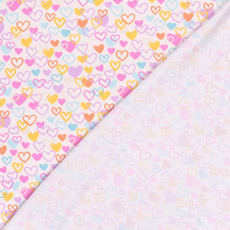 Tela de jersey de algodón Corazones pasteles – blanco lana/violeta pastel,  image number 4