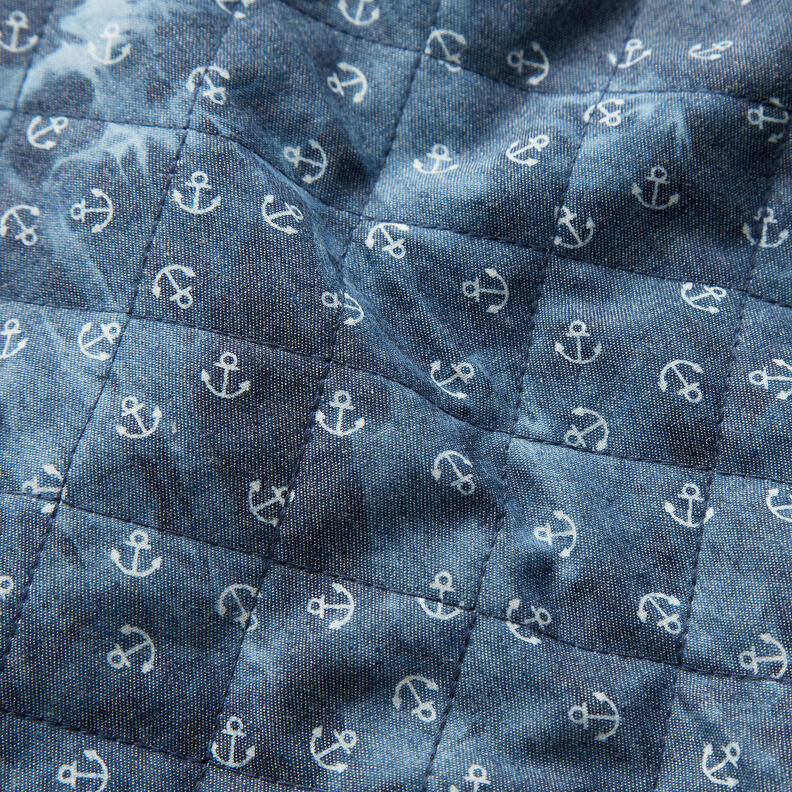 Tejido acolchado cambray ancla tie-dyed – azul vaquero,  image number 2
