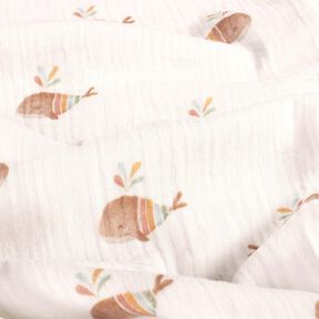 Muselina/doble arruga Ballena rayada Impresión digital – marfil, 