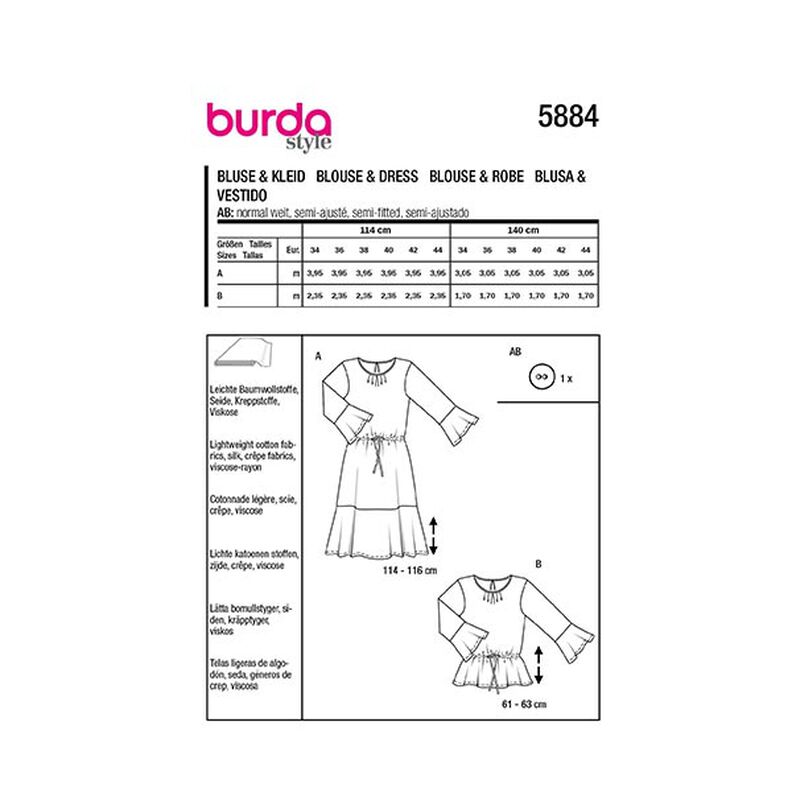 Blusa / Vestido | Burda 5884 | 34-44,  image number 9