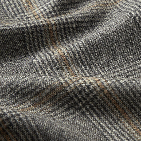 Tela de abrigo con lana reciclada Príncipe de Gales – antracito/marrón,  image number 2