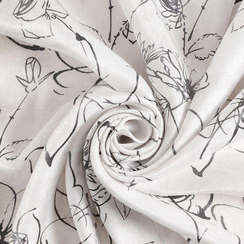 Mezcla viscosa brillo metalizado dibujo floral – blanco/negro,  image number 4
