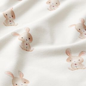 GOTS Tela de jersey de algodón Conejo con flor Impresión digital – marfil, 